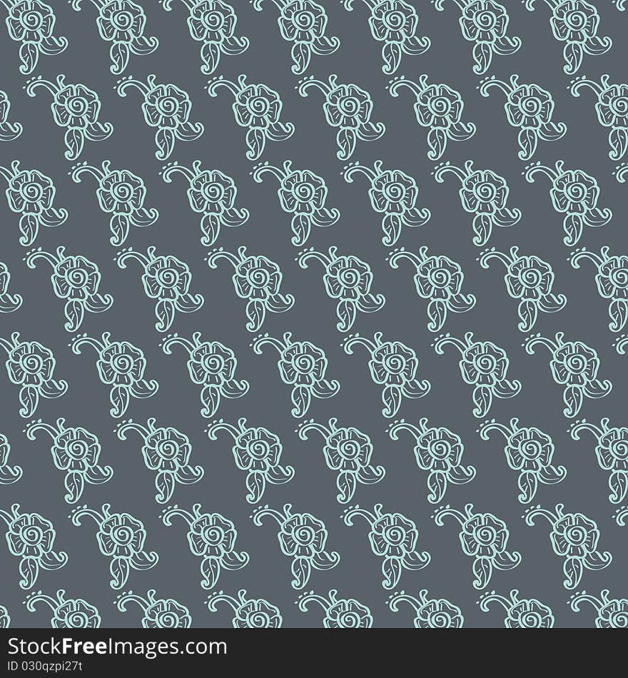 Tileable floral pattern in two colors. Tileable floral pattern in two colors.