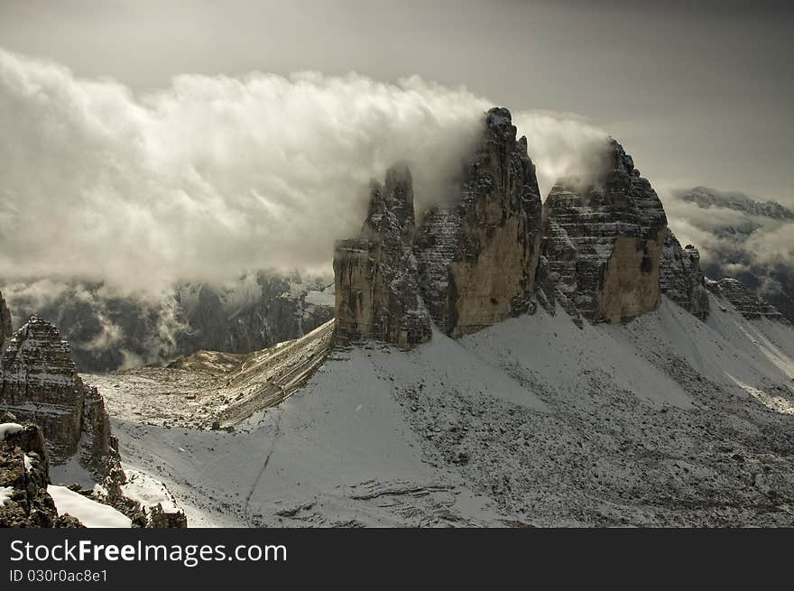 Landscape Dolomites of northern Italy - Tre Cime. One of the most beautiful locality in dolomites in italy. Landscape Dolomites of northern Italy - Tre Cime. One of the most beautiful locality in dolomites in italy.