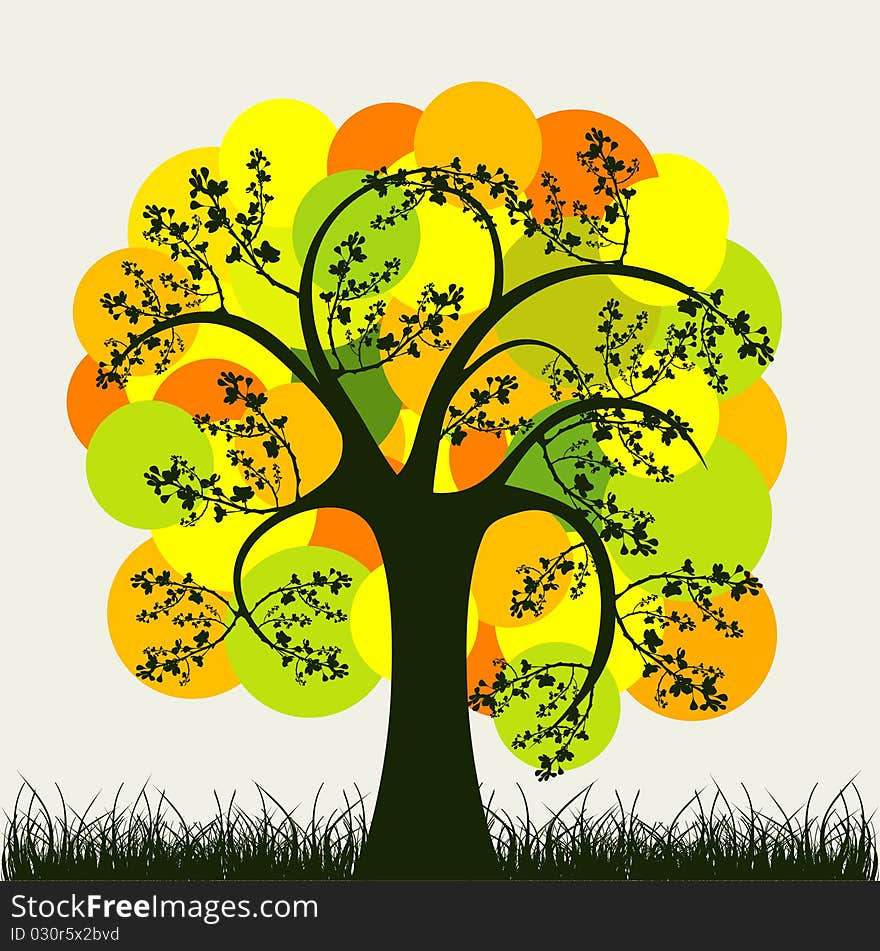 Abstract colorful tree. Nature background.