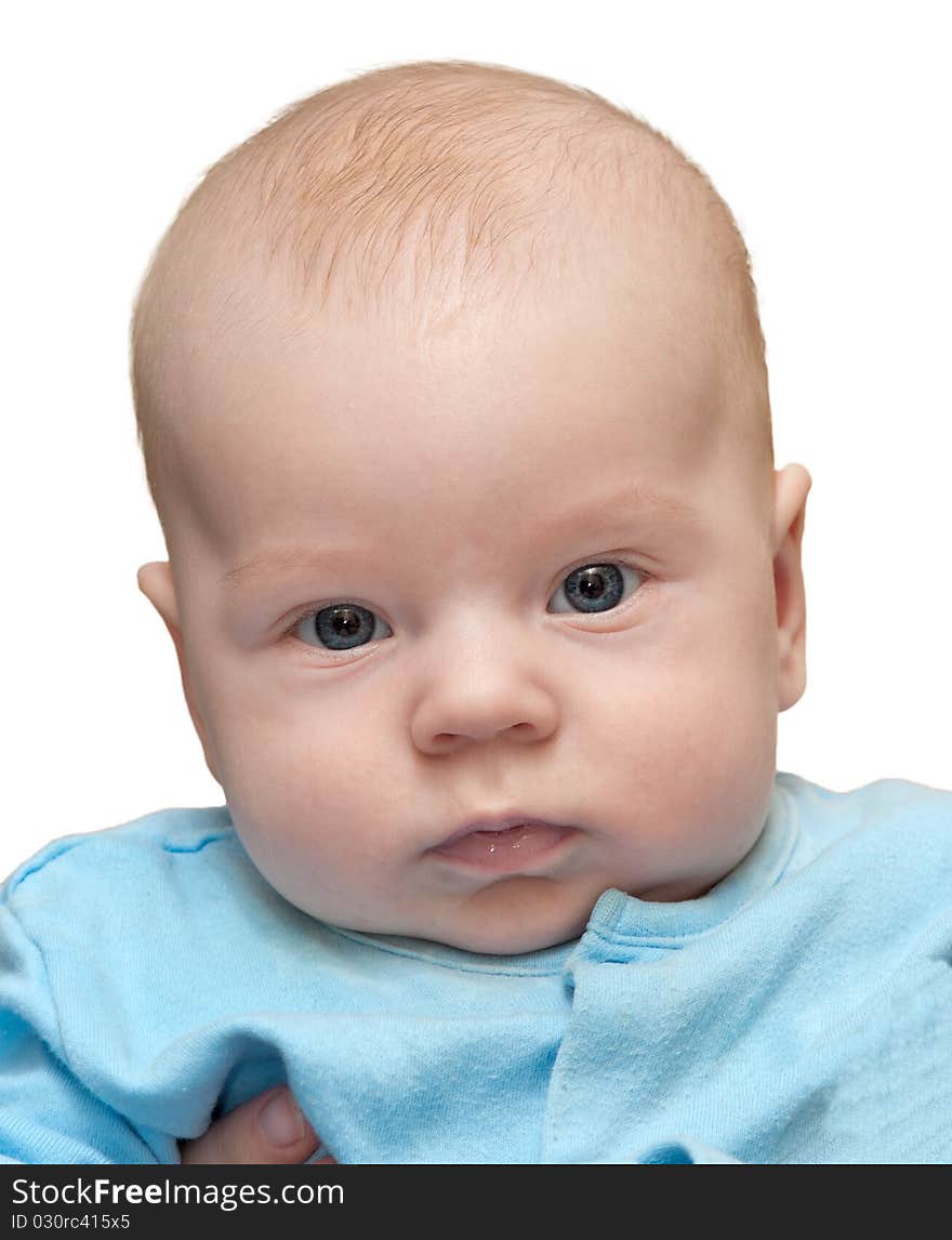 Portrait of a baby on a white background, a boy, isolated