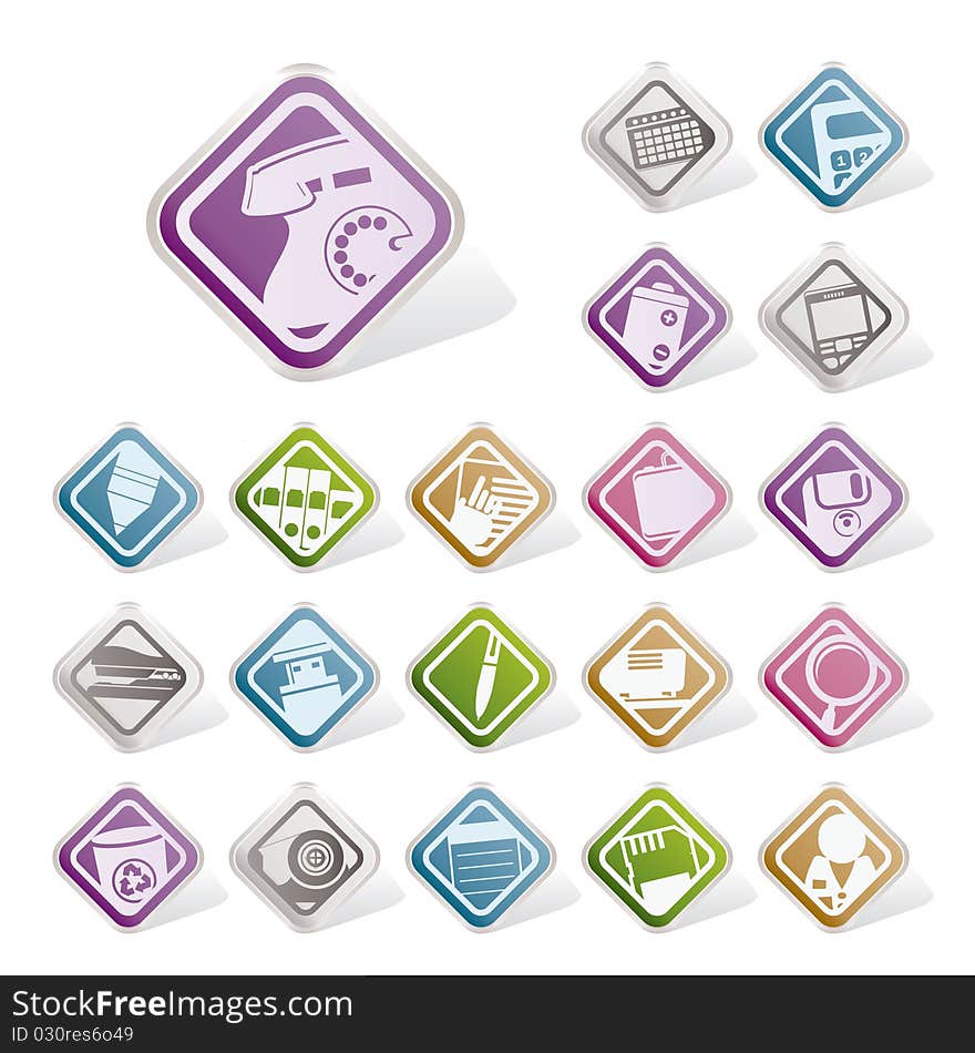 Simple Office tools icons - icon set 3