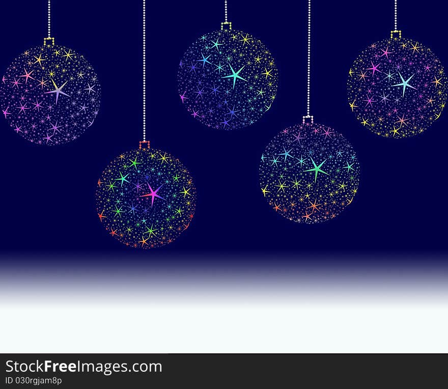 Cartoon Christmas balls depicted the stars