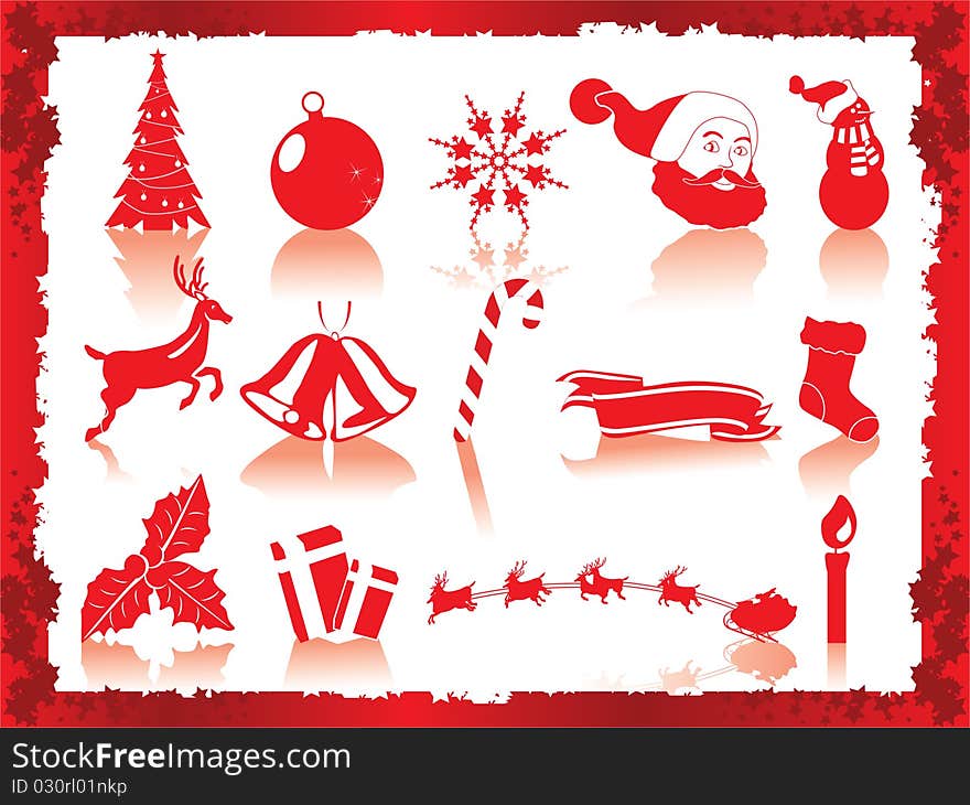 Christmas icons set illustration