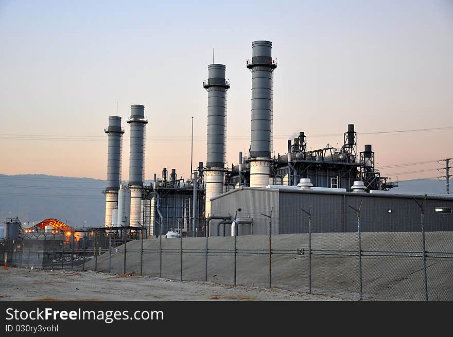 Power plant in late afternoon light