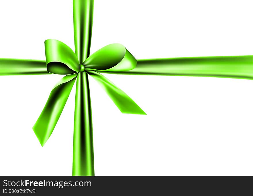 Green ribbon on white background