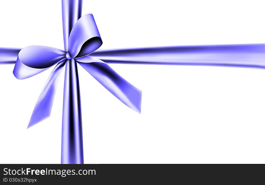 A blue ribbon with a knot isolated on white