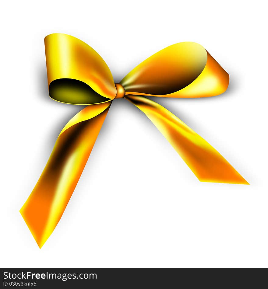 A golden ribbon with a knot isolated on white. A golden ribbon with a knot isolated on white