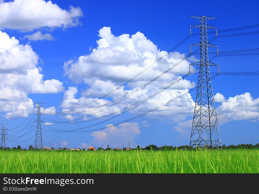 Lampposts outdoor on rice farm