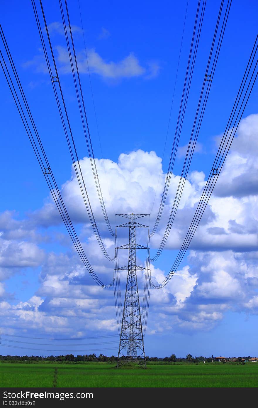 Lampposts electric main on blue sky. Lampposts electric main on blue sky