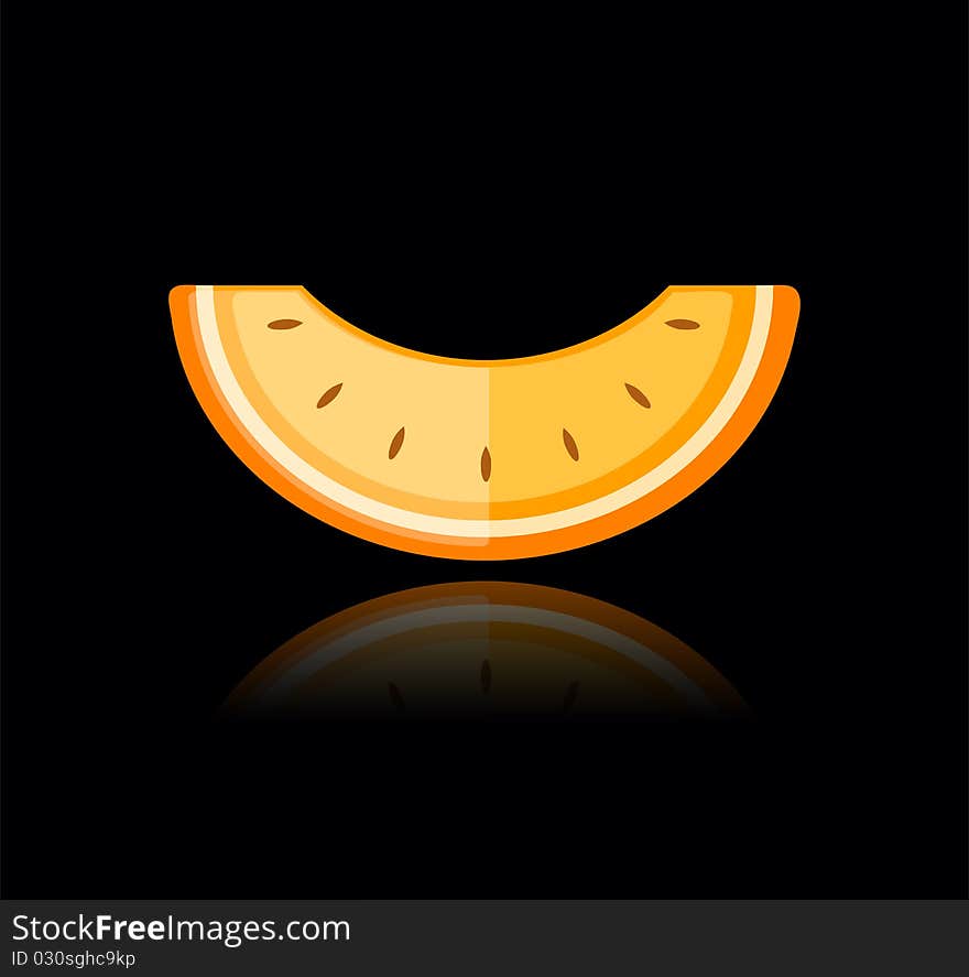 Piece of melon on black for your design,  illustration