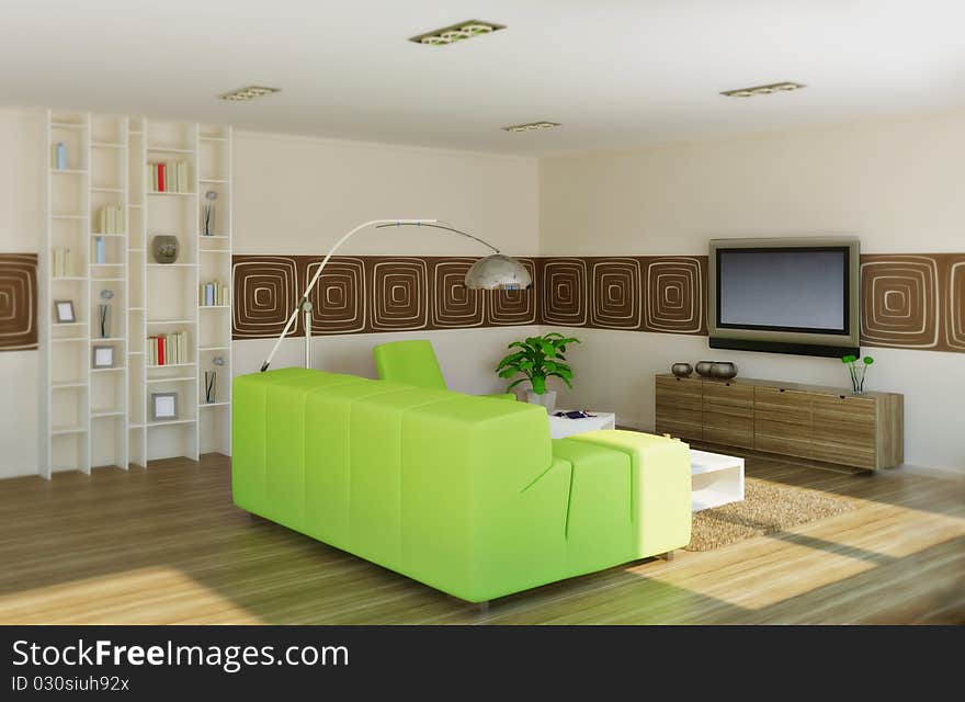 Modern interior room with nice furniture inside