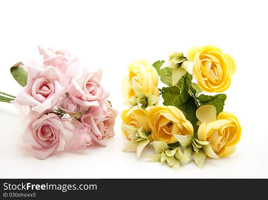 Pink and yellow bunch of roses