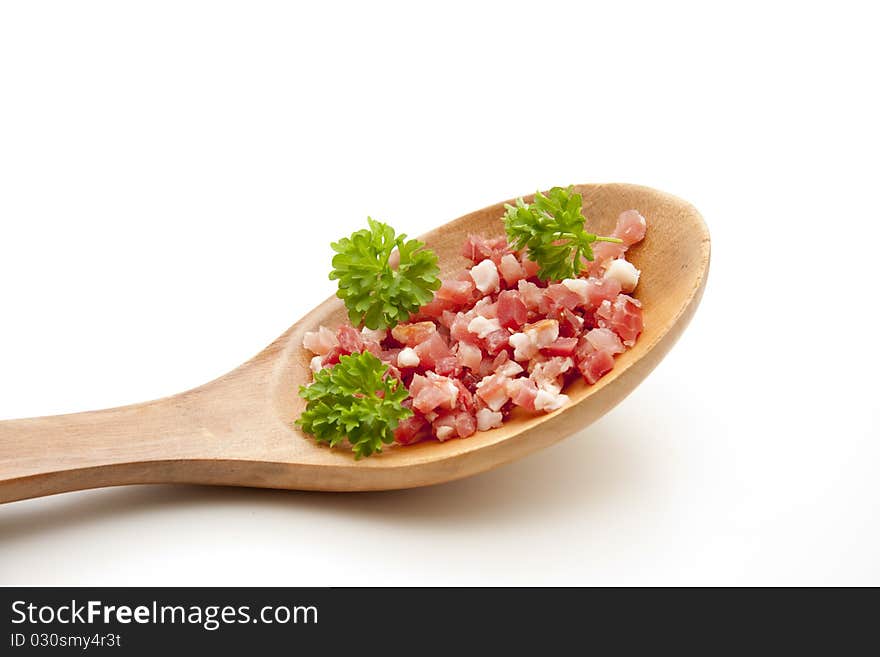 Thrown bacon with parsley