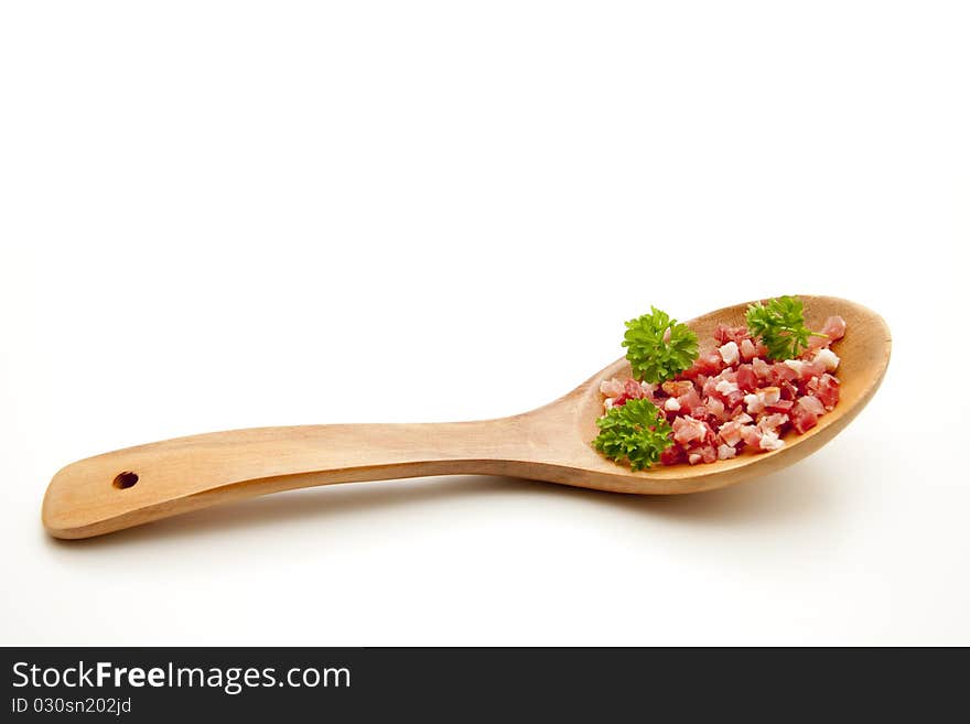 Thrown bacon with parsley