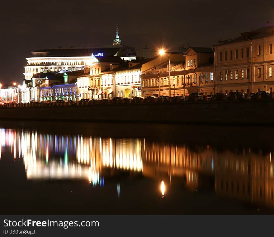 Russia, Moscow Center, night view (panorama)