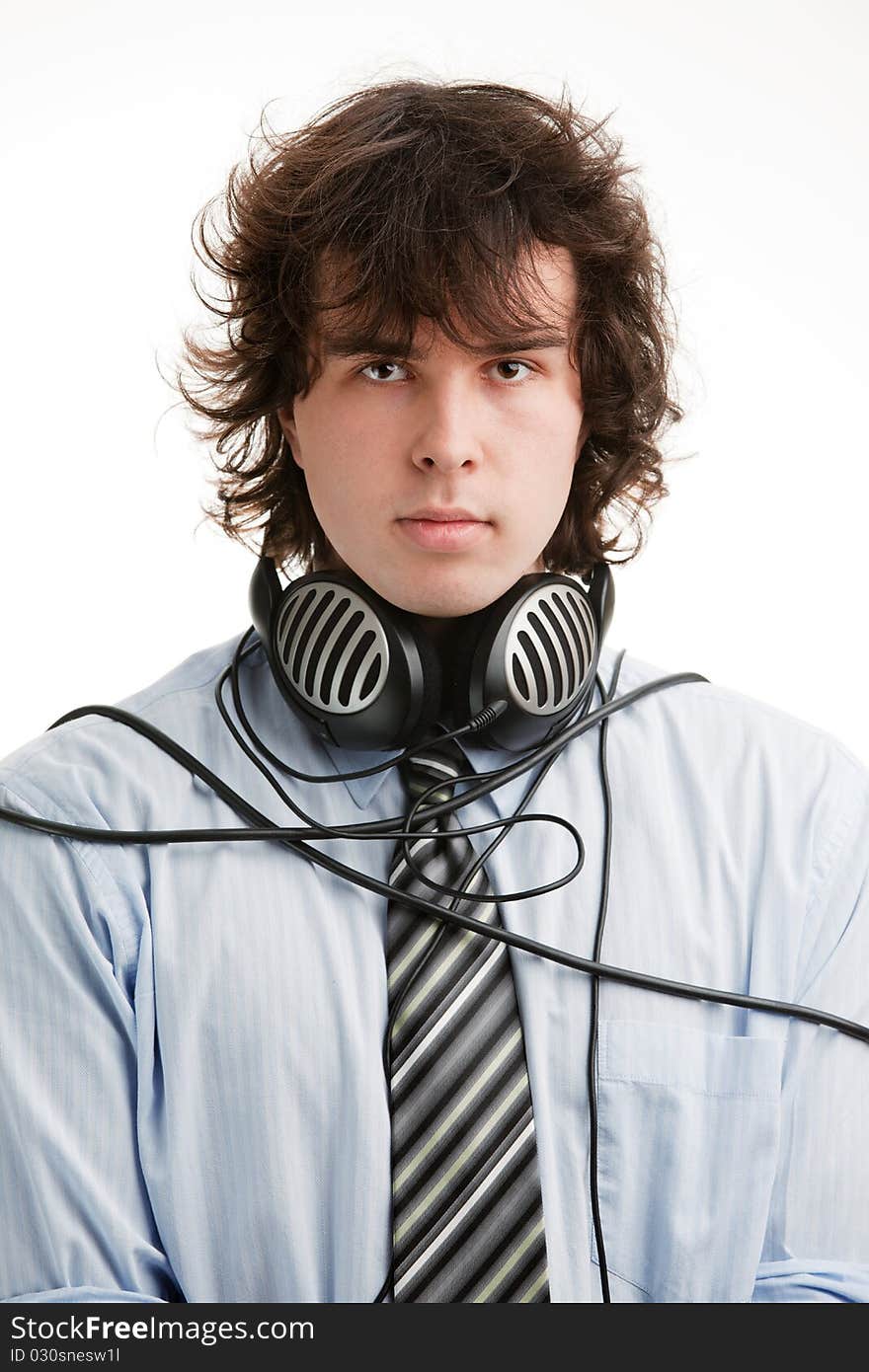 An image of a young man with headphones