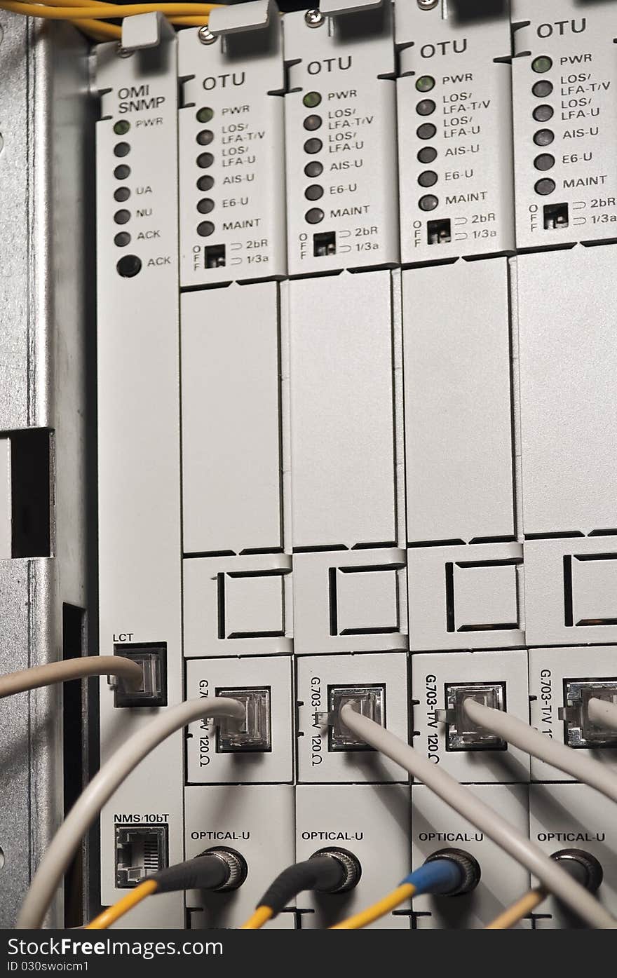 Optical modems to transmit telephone channels over optical fiber