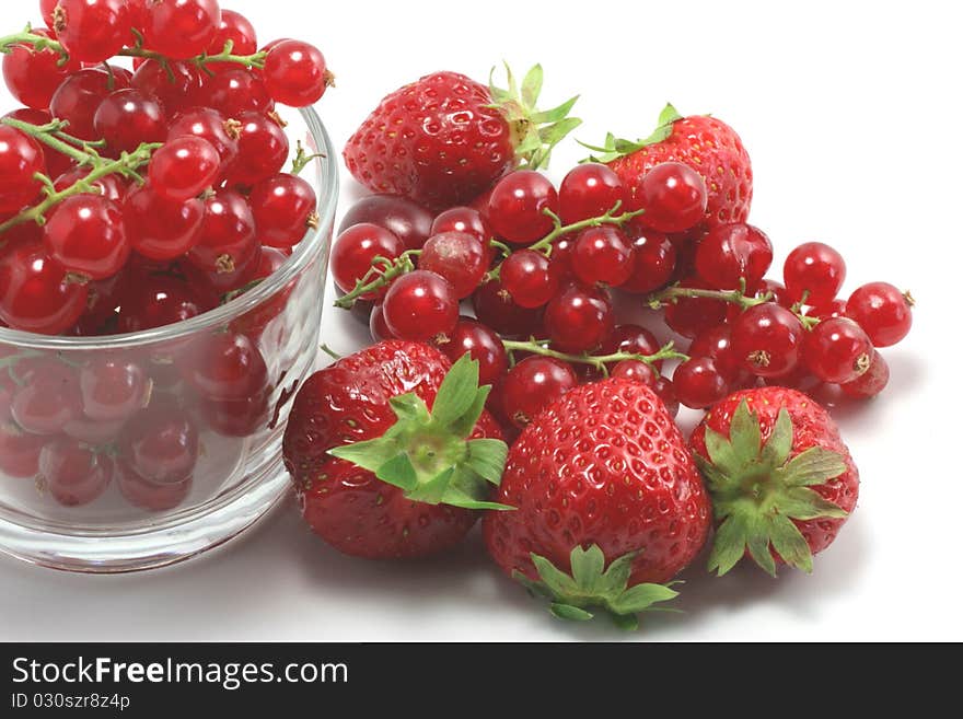 Plate of strawberries and currants