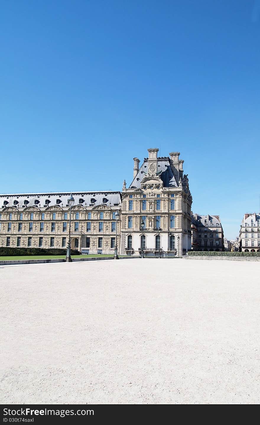 Lonely in the morning on the Park with blue sky at Paris in France , europe