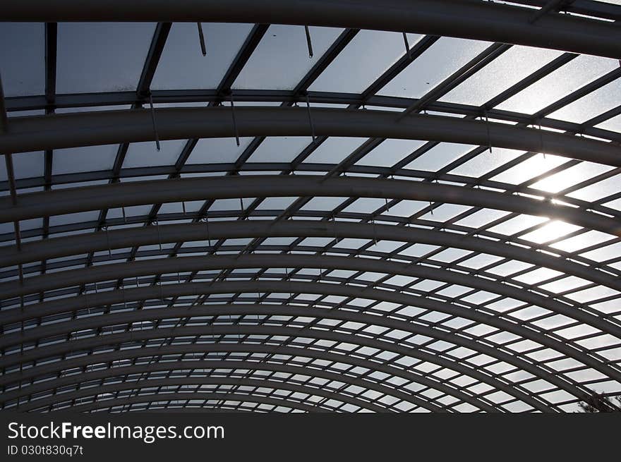 Vaulted glass ceiling at the Welsh botanical Gardens. Vaulted glass ceiling at the Welsh botanical Gardens