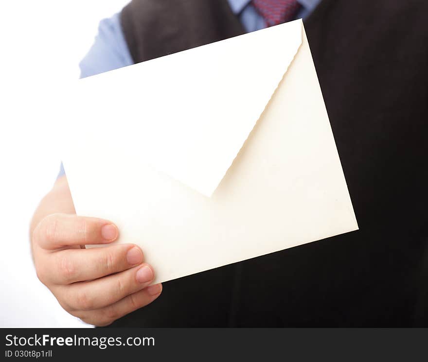 Blank envelop in a hand