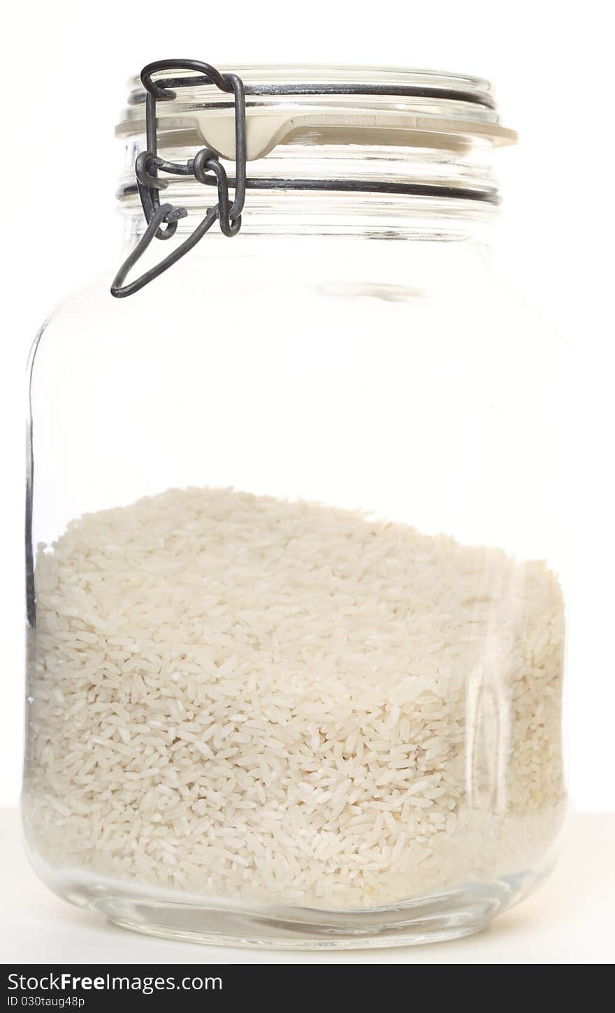 Rice In Jar On White Background