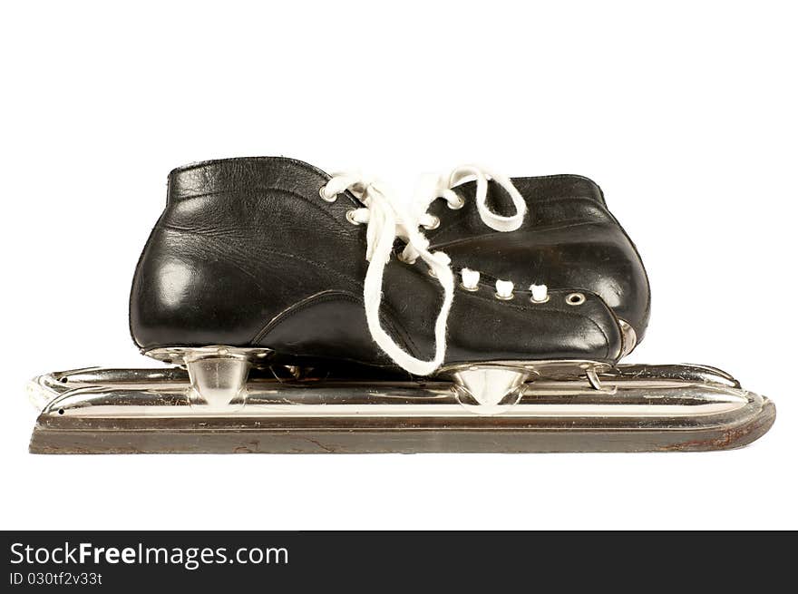 Pair old (35year) skates isolated on a white background. Pair old (35year) skates isolated on a white background