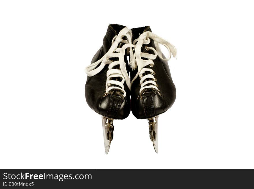 Pair old (35year) skates isolated on a white background. Pair old (35year) skates isolated on a white background