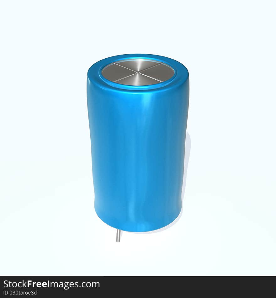 A electrolytic capacitors isolated over white background