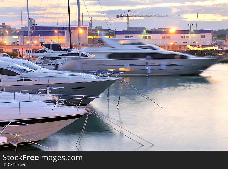 Motor-Yacht sailing away