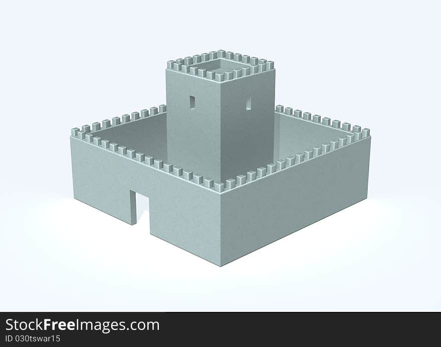 A castle isolated in white background