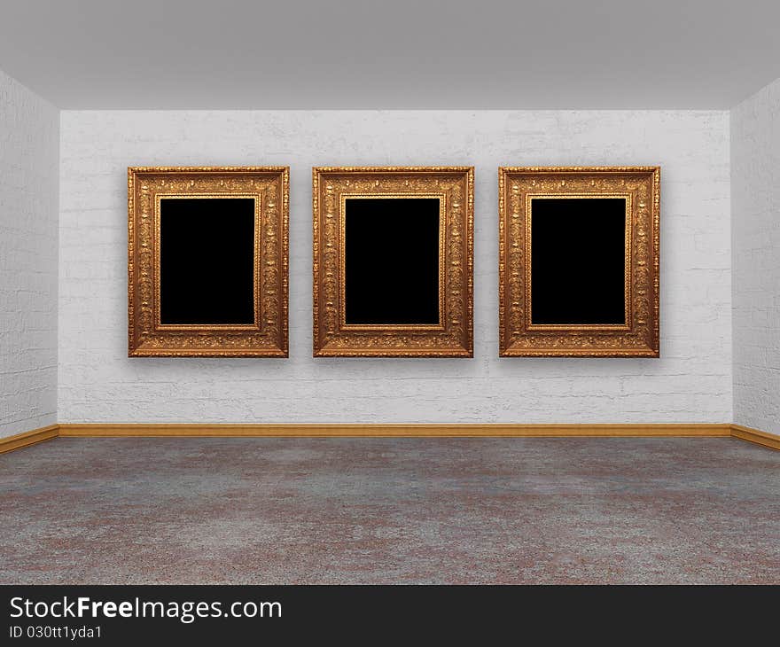 Gallery's room with picture frames