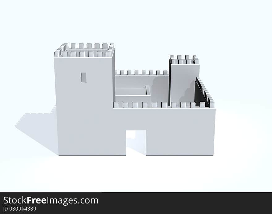 A castle isolated in white background