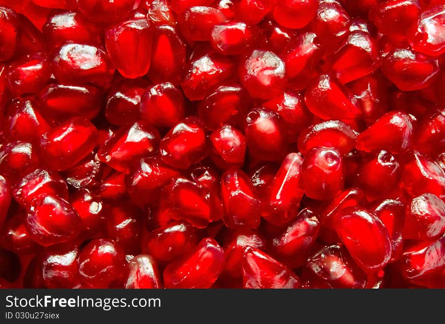 Macro of peeled ripe seeds pomegranate. Macro of peeled ripe seeds pomegranate