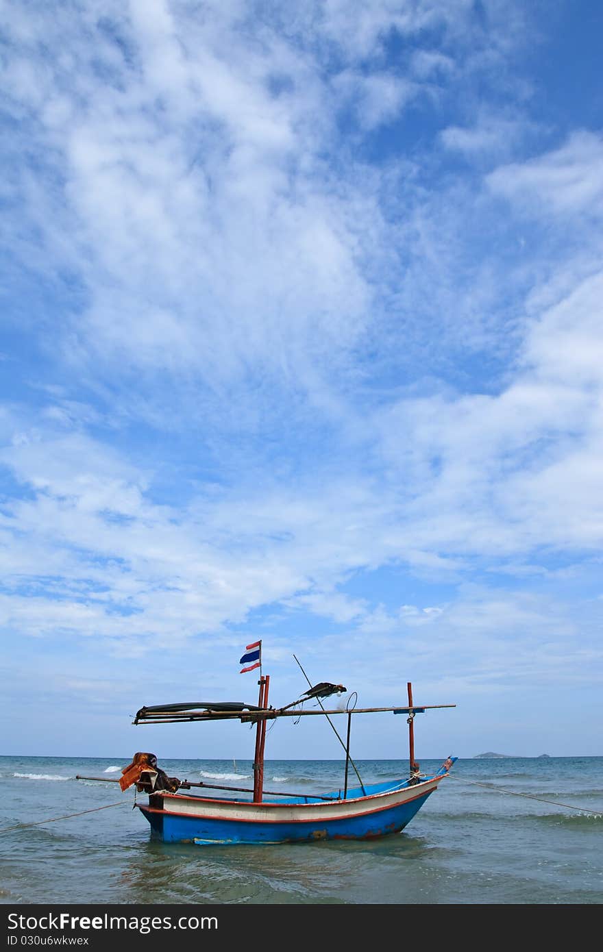 Native Thai style boat in sea. Native Thai style boat in sea