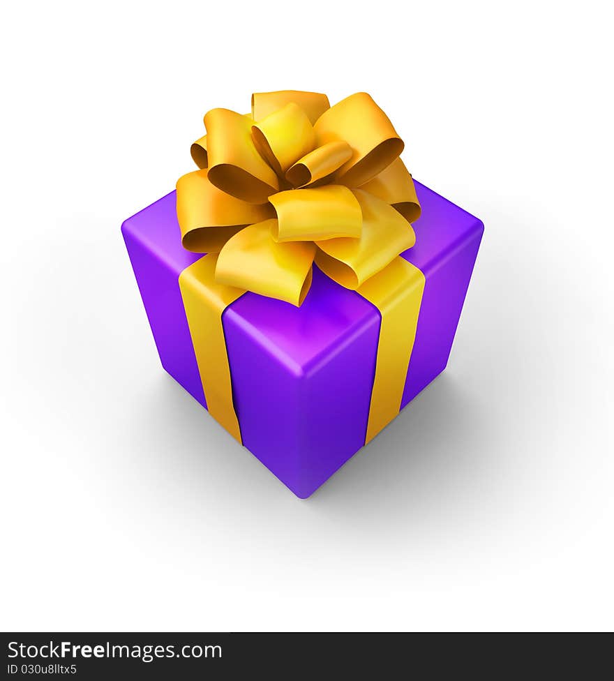 Purple gift isolated on white background. 3d render