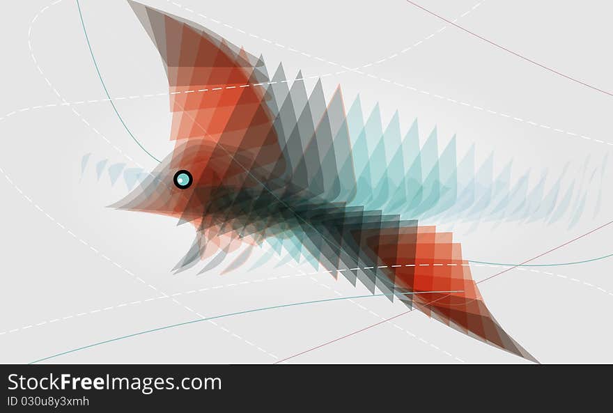 Abstract bird on a gray background