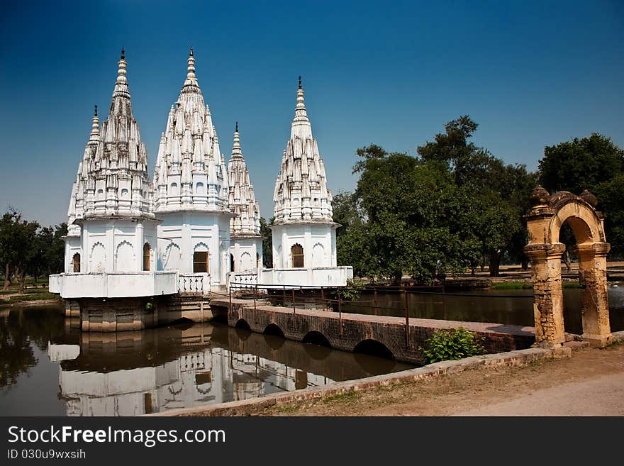 Old Temple in water , kannauj India , beautiful landscape. Old Temple in water , kannauj India , beautiful landscape