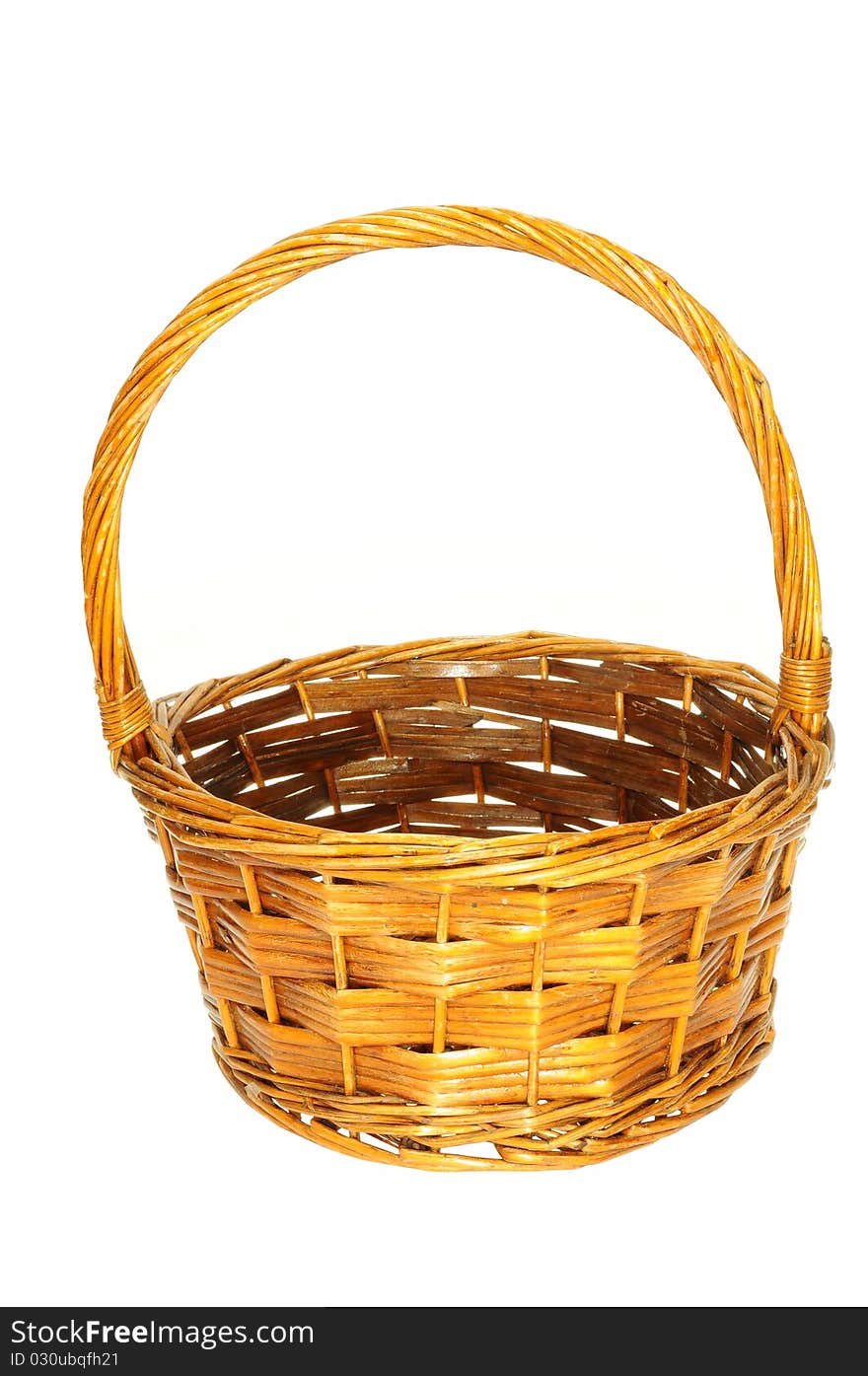 Wicker Basket With Handle On A Clear background. Wicker Basket With Handle On A Clear background