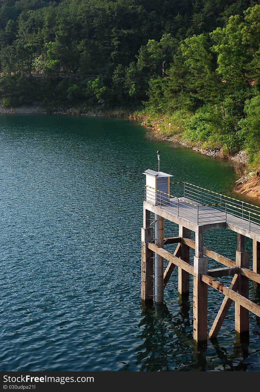 Measurement tower in the ocean coast.