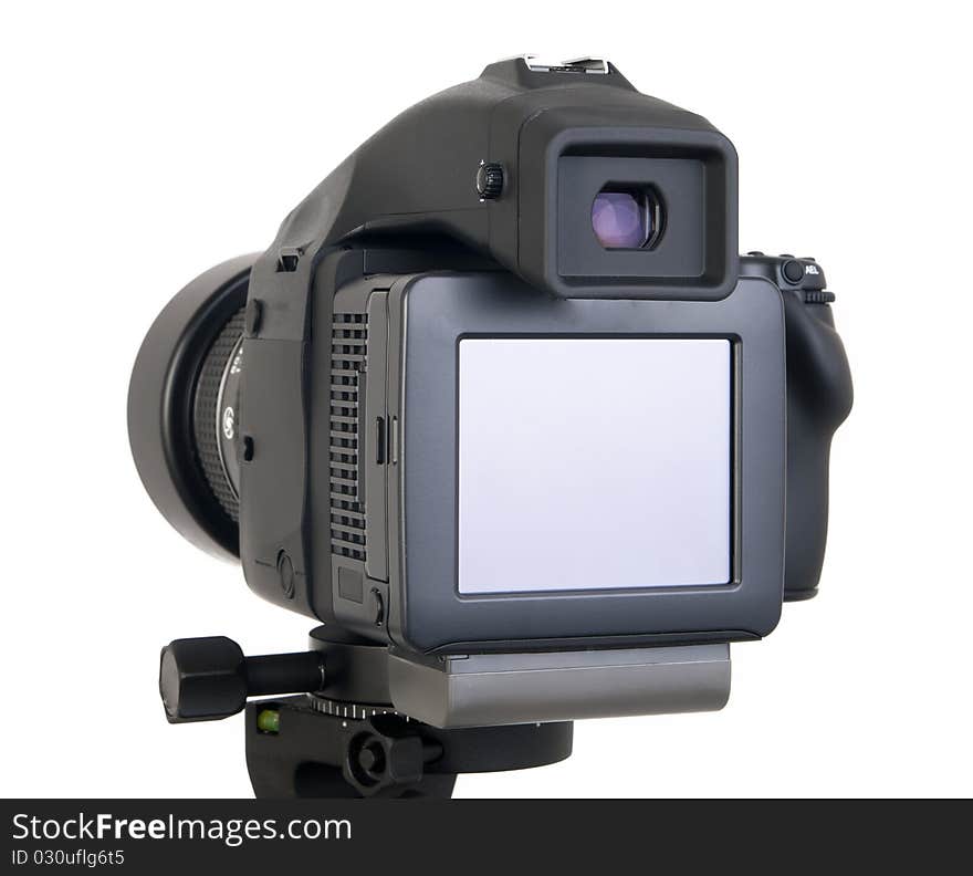 Professional camera with white background