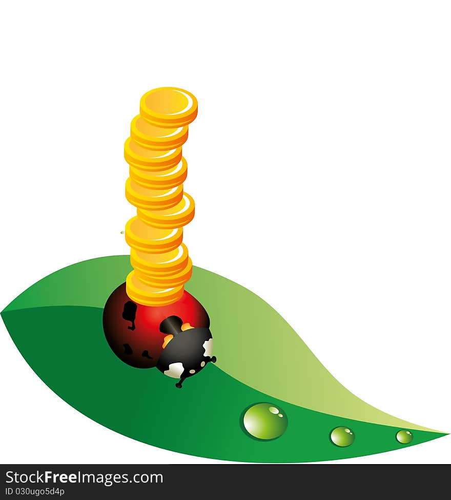 Ladybug isolated money business abstract ladybird leaf. Ladybug isolated money business abstract ladybird leaf