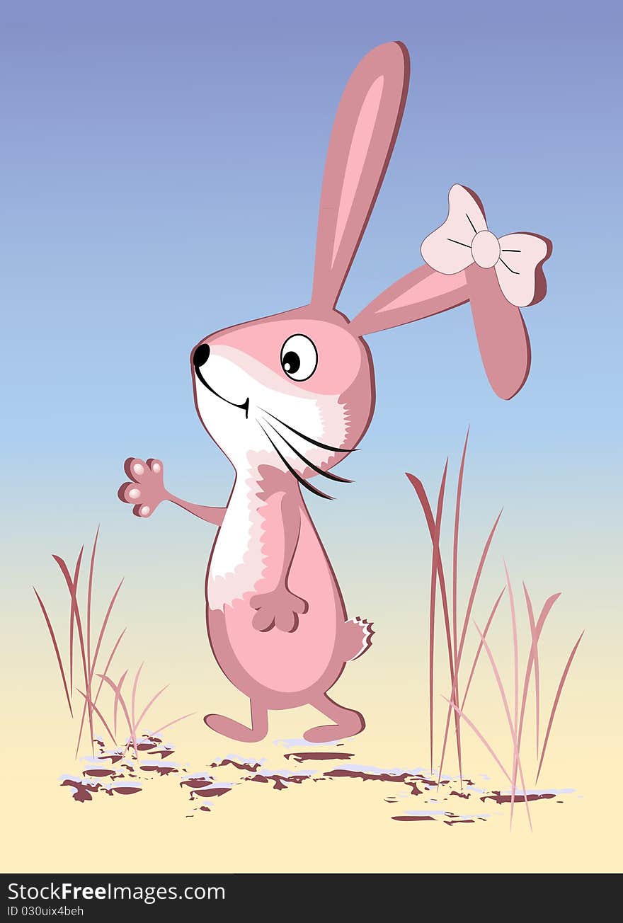 Pink rabbit. vector