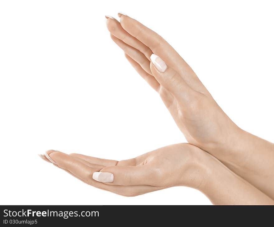 Gesturing of woman hand. Skin-care. Female arms. Gesturing of woman hand. Skin-care. Female arms