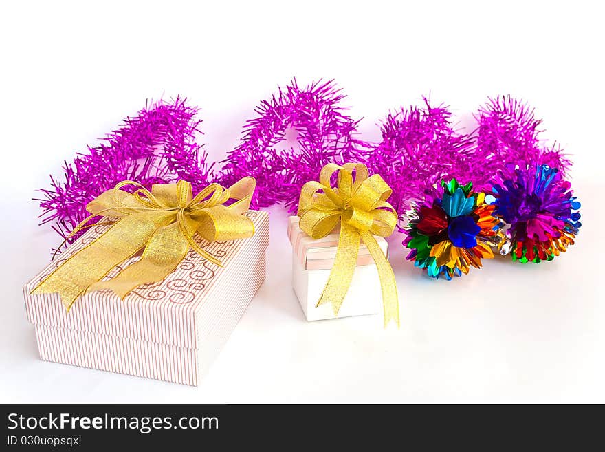 Gifts over a white background