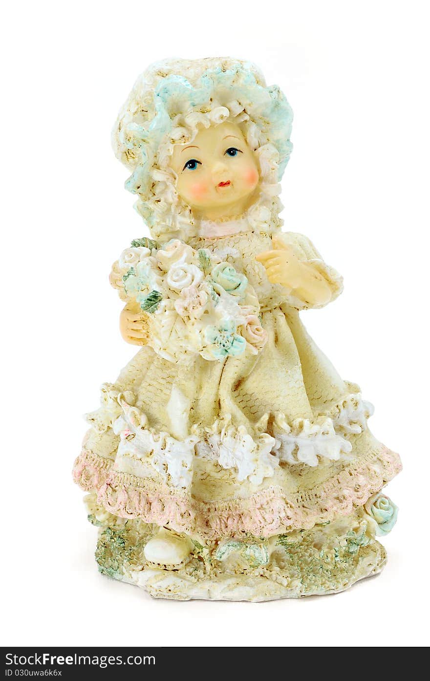 Porcelain doll with flowers