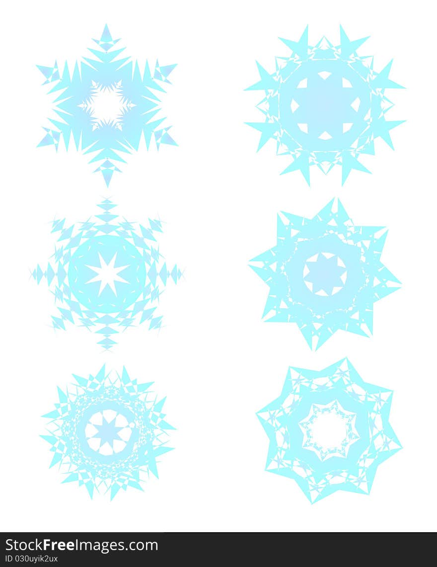 A set of Randomly Created Snowflakes, giving them a realistic and random feel. A set of Randomly Created Snowflakes, giving them a realistic and random feel