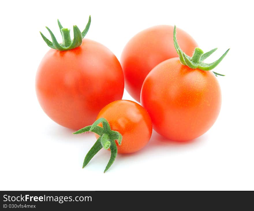 Red cherry tomato isolated on white background