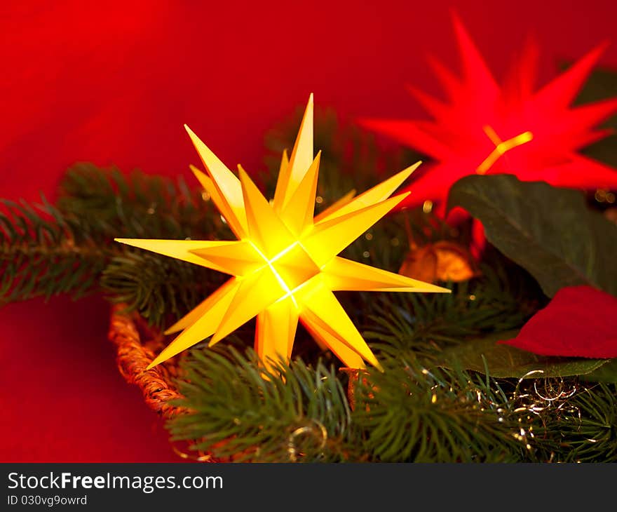 Decorative Christmas garland light, macro