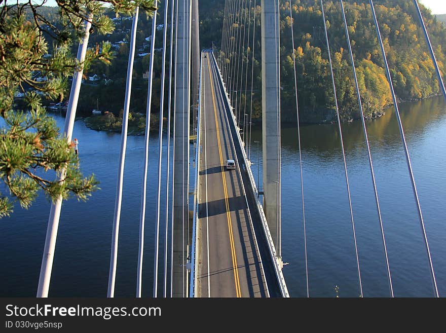 Traffic on a bridge in south Norway.